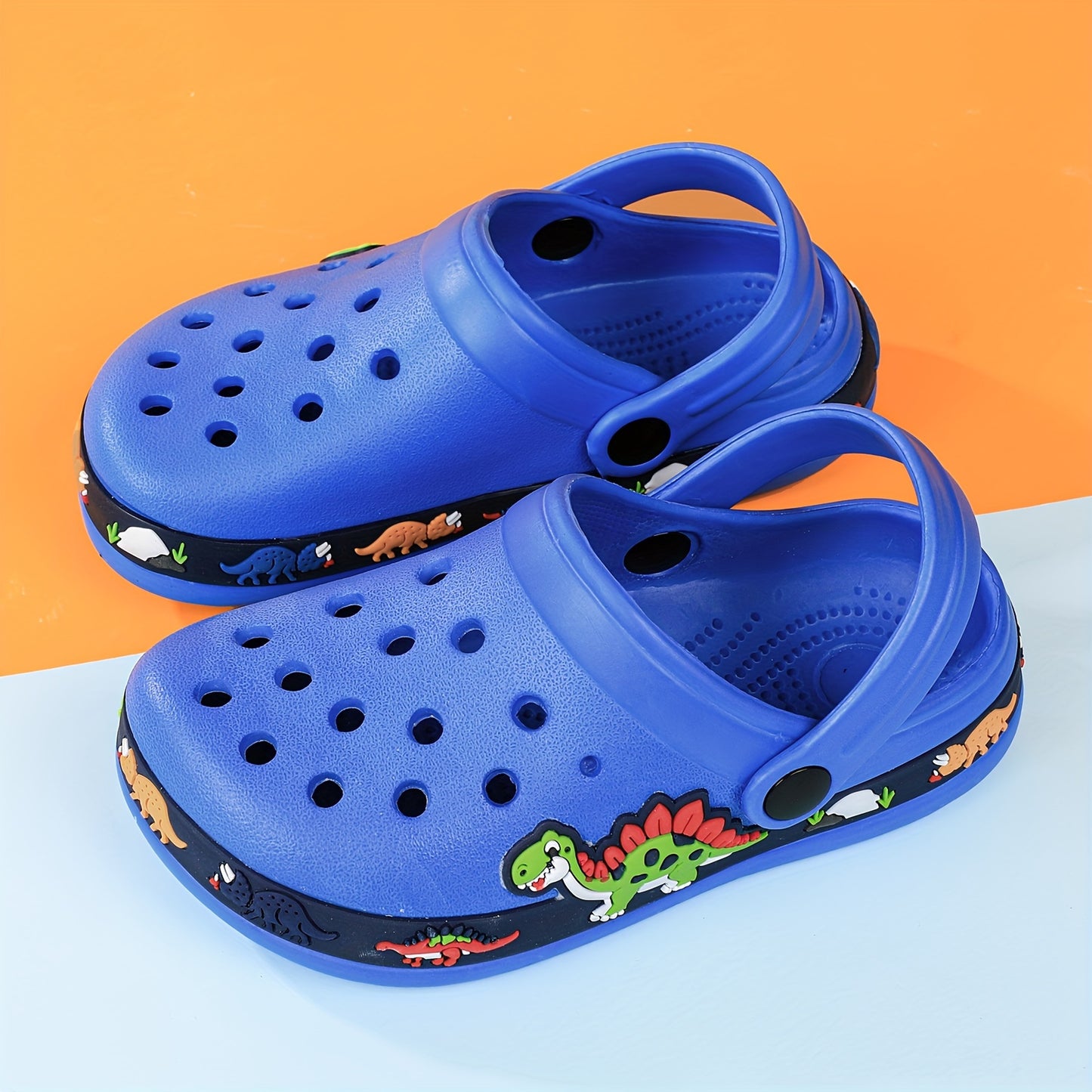 Toddler Girls Cute Cartoon Print Closed Toe Slip On Platform Clogs, Children's Casual Outdoor Anti-skid Hollow Out Sandals Beach Garden Shoes