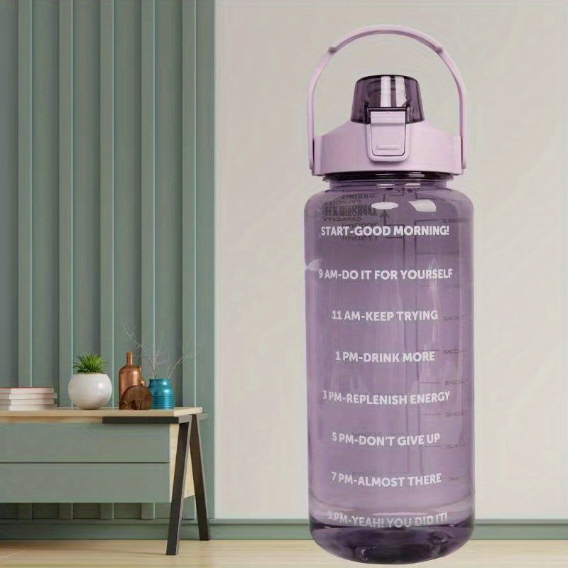 2L Sports Cup Water Bottle With Straw - Large Capacity, Portable & Durable For Outdoor Sports & Fitness!