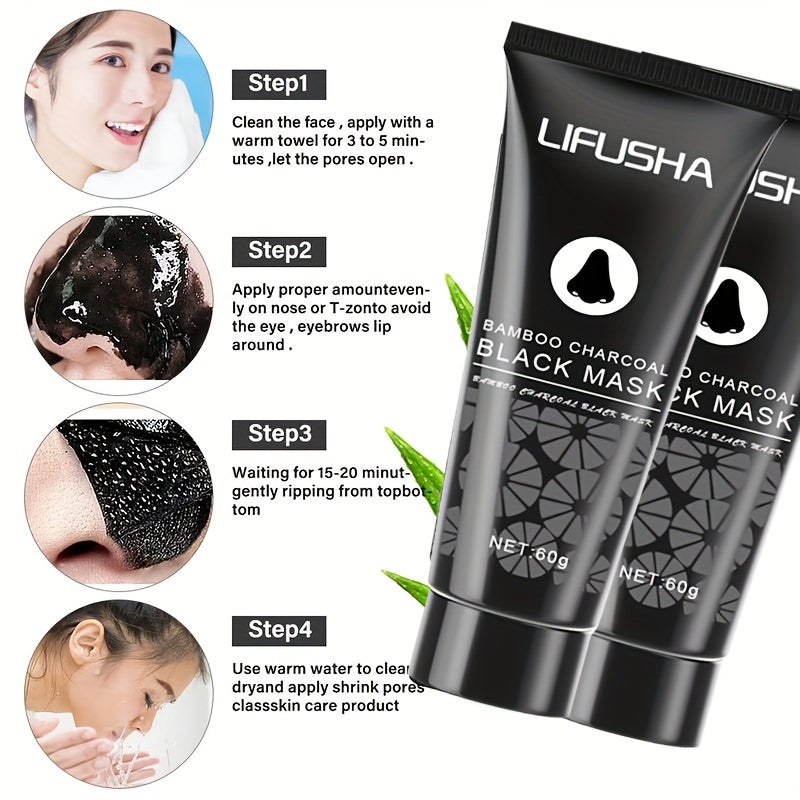 1/2pcs Bamboo Charcoal Peel Off Cleansing Mud Mask, Blackhead Cleansing, Pore Cleanser, Great For Oily Skin, Face Mask For Women And Men