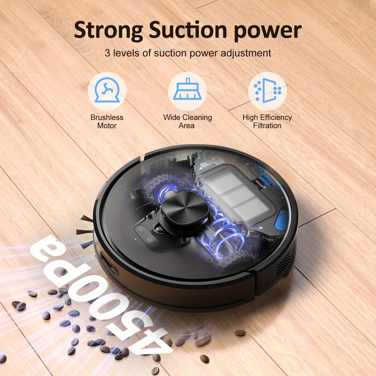 Robot Vacuum Cleaner And Mop Combo 4500Pa, Lubluelu SL60Ultra Robotic Vacuum, 150Mins Max, 56dB, 24 No-Go Zones for Pet Hair Carpets Floor, Christmas&Halloween Gifts, Robot Vacuum And Mop, Vacuum Cleaner Robot, Robot Vacuum C