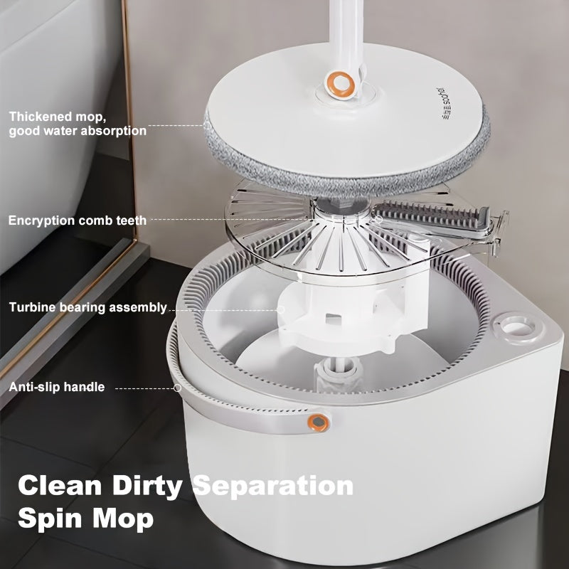 1 Set, Sewage Separation Hands-free Wash Mop And Bucket Set, With 2 Cloths, Household Rotating Floor Mop, Lazy Mop, Dust Removal Mop, Dry And Wet Use, Perfect For Home, Kitchen, Bathroom Floor, Cleaning Supplies, Cleaning Too