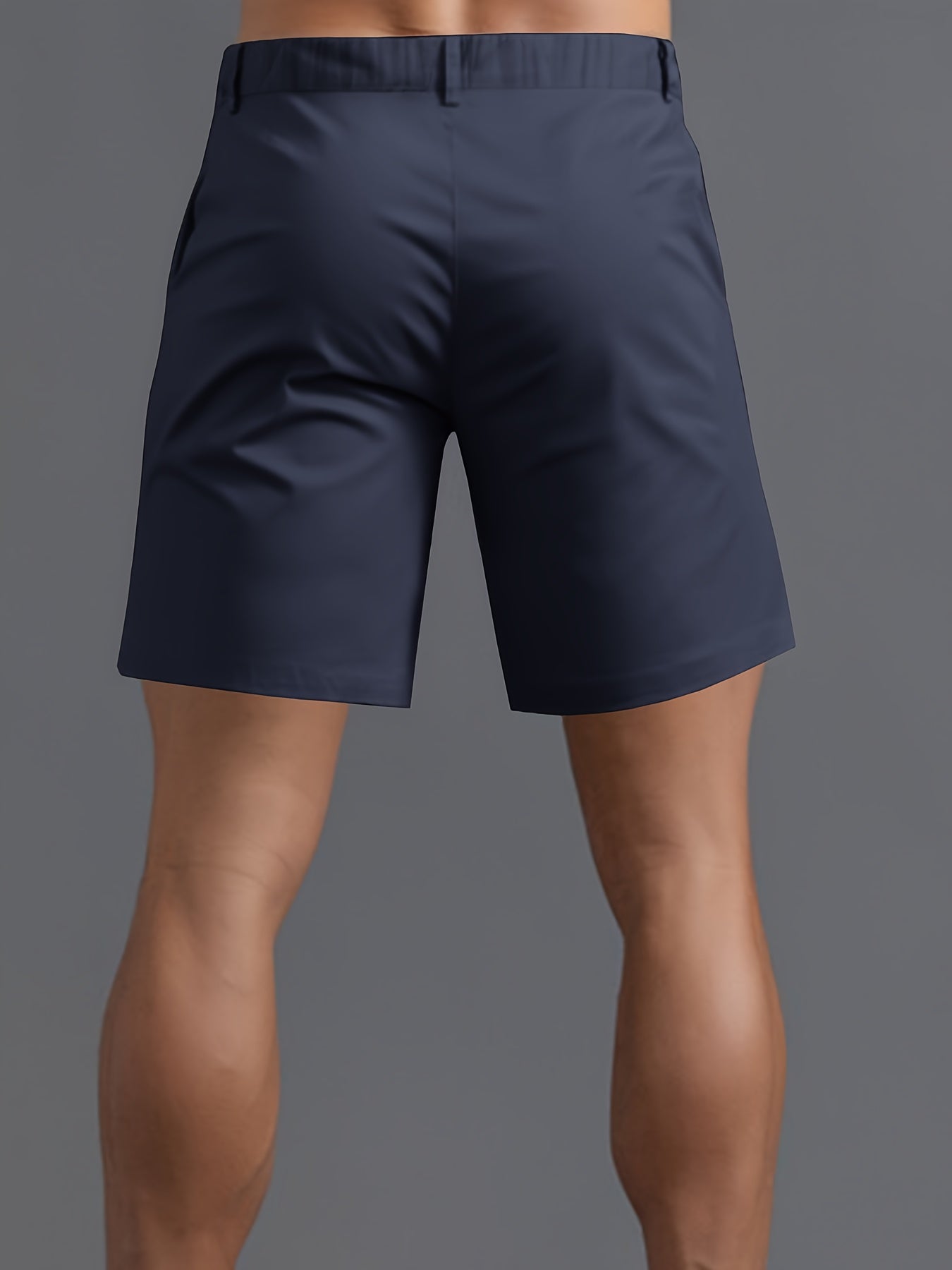 5pcs Men'S Fashion Solid Color Shorts, Woven, Simple, Straight Leg, Five-Inch, Versatile, Business Style, Street, Versatile, Beach Vacation, Travel, Outdoor, Casual, Sports, Zipper, Resin, Button, Half, Elastic, Belt, Casual