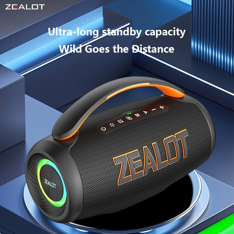 ZEALOT 60W Subwoofer Speaker, Wireless Speaker with Handle, 8000mAh Battery, Easy to Carry, RGB Lights, EQ Mode, TWS Pairing, Booming Bass. IPX5 High Quality, Great for Parties And Gatherings. for Home, Car, Camping-ZEALOT P1