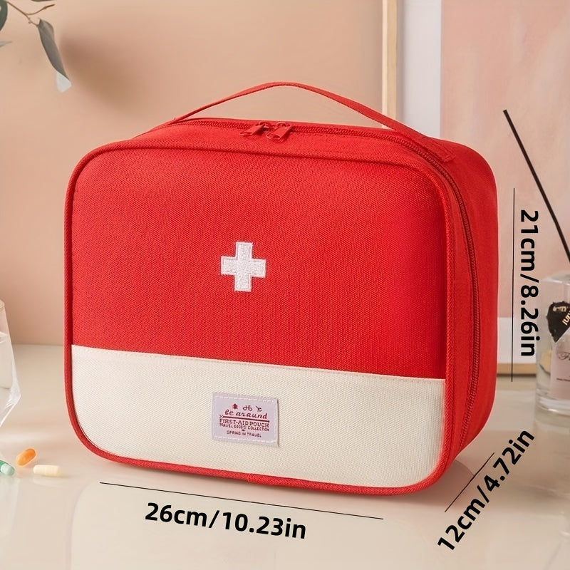 1pc Portable Medical Kit, Household Oxford Cloth First Aid Kit With Zipper, Outdoor Travel Medical Kit, Large Capacity Medicine Storage Bag