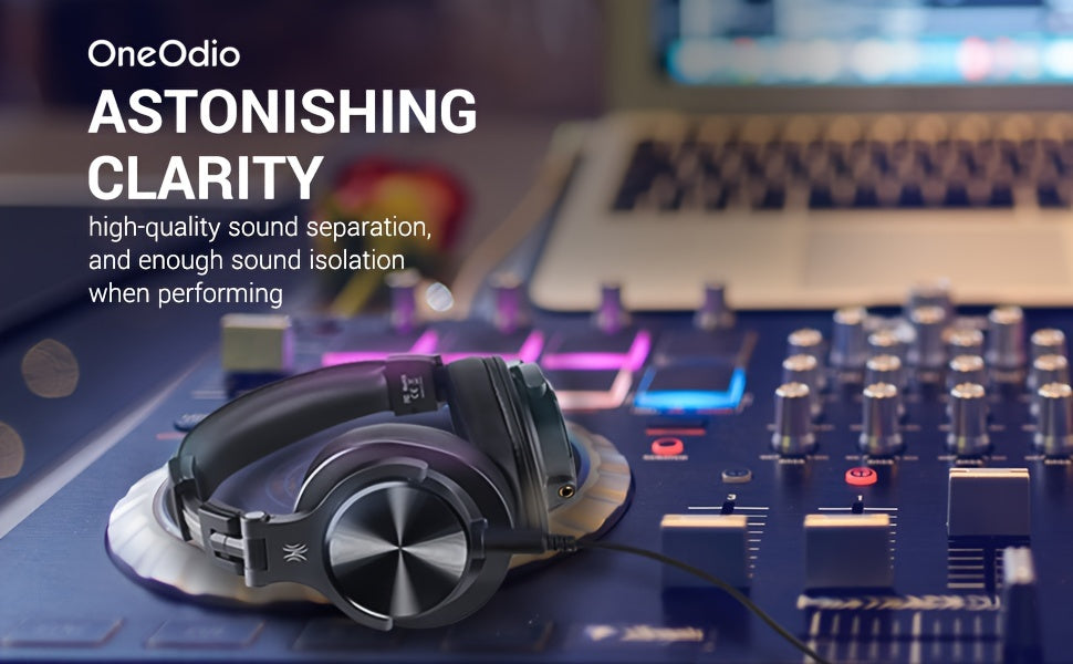 OneOdio A71m Professional Studio & Gaming Headset with Boom Mic - Over-Ear Wired Headphones, Hi-Res Audio, Noise Isolation, Compatible with PC, PS4, Xbox One, Skype, Zoom - Heavy-Duty Build, Detachable Cable, Compatible with