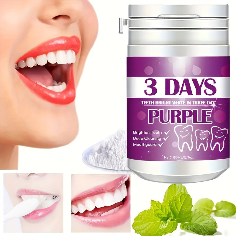 Purple Teeth Whitening Powder - Deep Clean & Polishing, Breath Freshener for Daily Oral Care