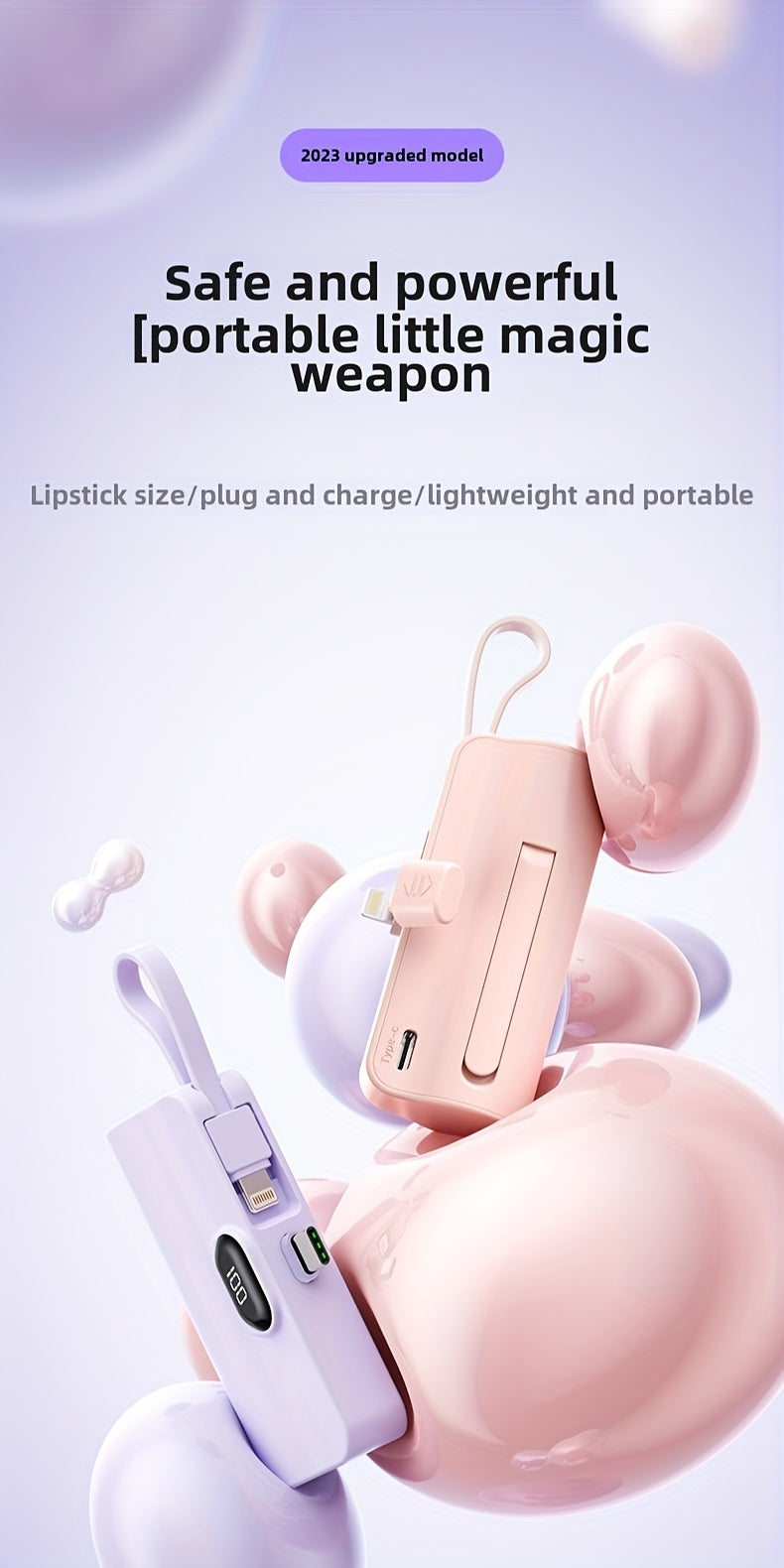 BYGP 5000mAh Mini Portable Charger, USB Type-C, Universal Emergency Power Bank for iPhone 14/13/12 Pro Max, iPad Pro, Samsung Android, Compact Travel Phone Charging Backup Battery Pack, Rechargeable ≤36V