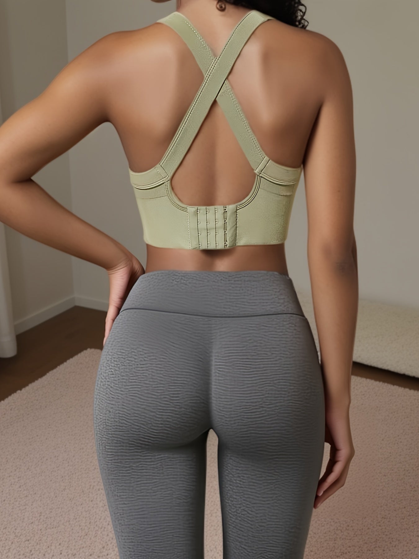 Solid Color Sports Running Bra, Seamless Fitness Top, Women's Activewear ( No Padded)