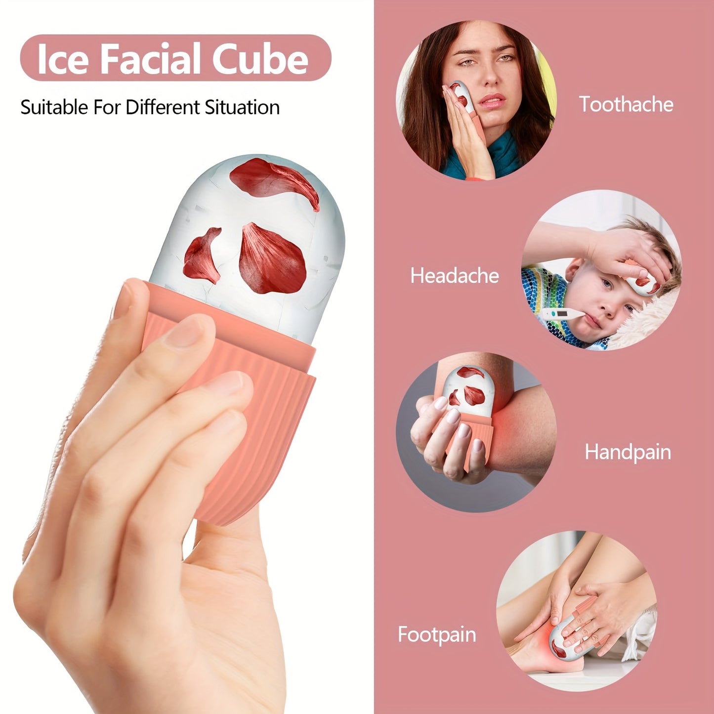 1pc Silicone Ice Roller for Face - Fragrance-Free, Battery-Free Facial Care Tool & Accessory