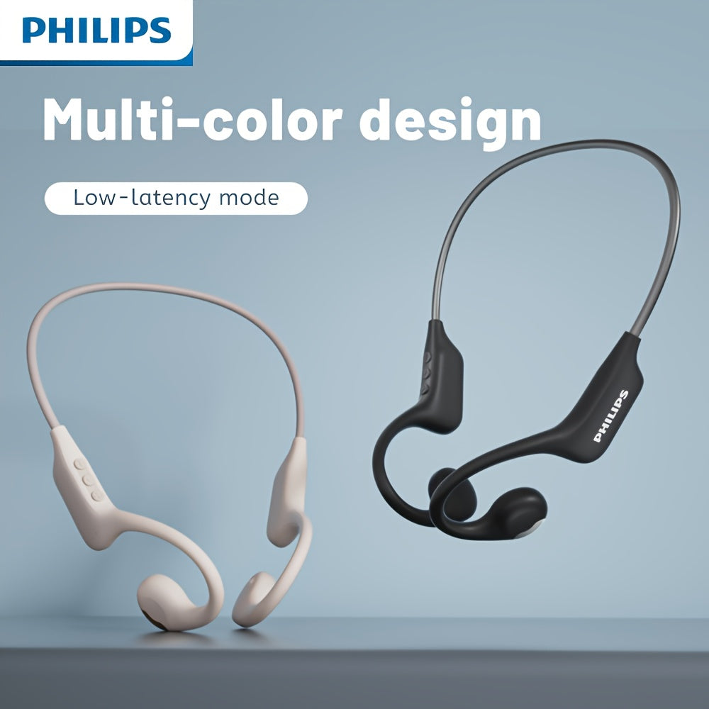 For Philips BT5.3 Wireless Headphones - Sporty Open-Back Design with Built-in Microphones, Neck Strap, Stereo Sound, USB-C Charging, Lightweight & Durable for Running, Gym, Workouts - Model TAA1708, Workout Headphones, Gym Ea