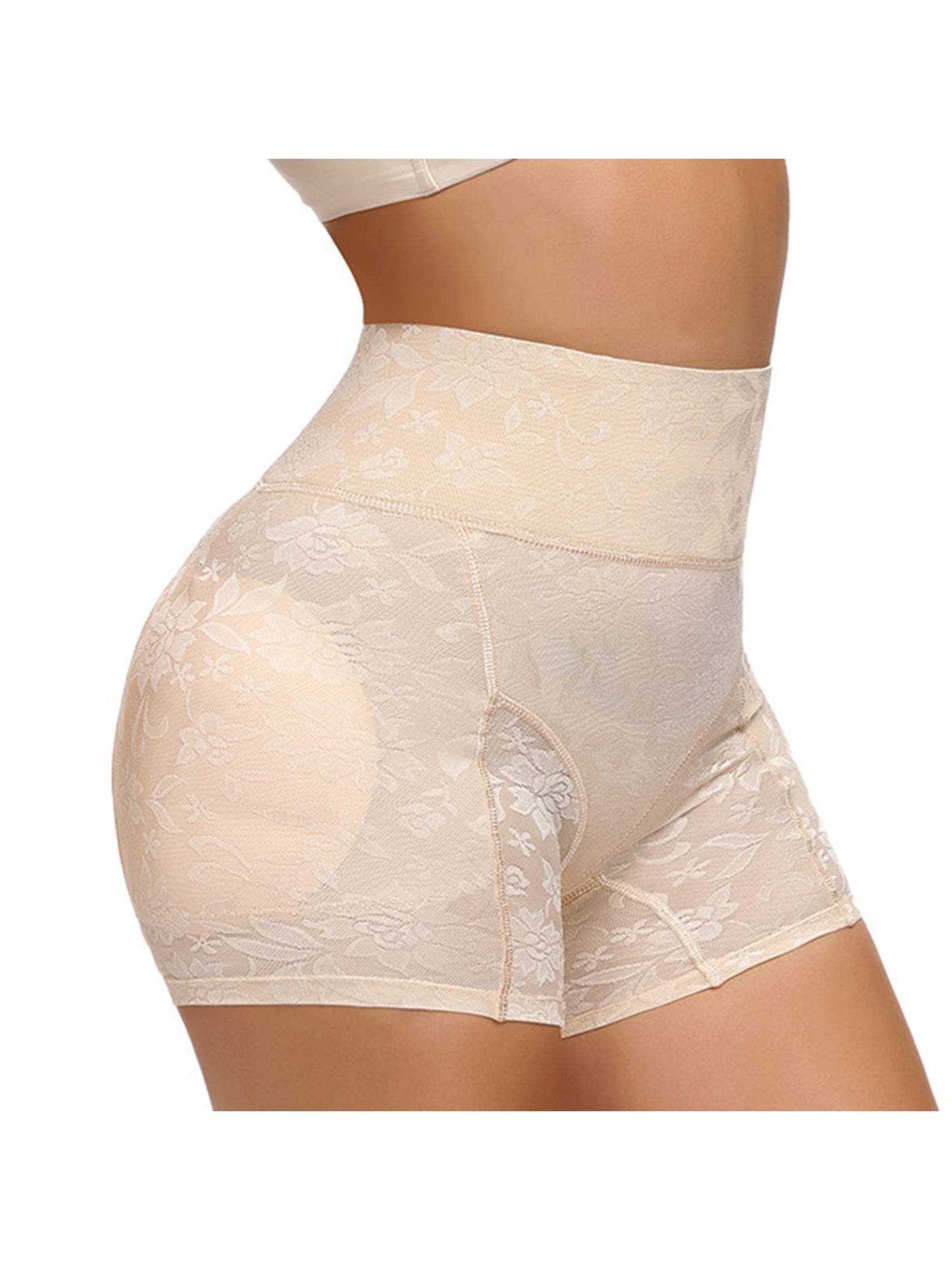 Women's High- Leg-Shaping Tights with Detachable Padding & Lift Design - Double-Layered Anti-Slip Leg Opening, Breathable Sheer Panel & Ruffled Leg - Post-Surgery/Non-Surgery Use, Tummy Control Body Shaping Panties - Machine