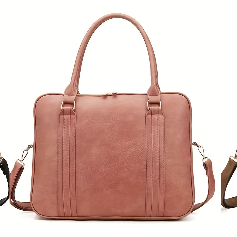 Vintage-Style Large Capacity Laptop Bag for Men & Women - Adjustable Crossbody Shoulder Bag with Detachable Strap, 3 Compartments, Tablet Pocket, Lightweight Durable Design for Office, Commuting & Travel, Laptop Carrying Case