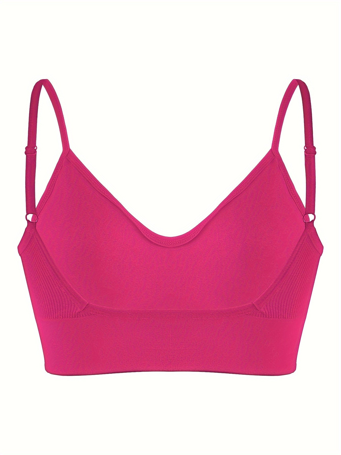 Solid Ribbed Sports Bra, Comfy & Breathable Workout Fitness Intimates Bra, Women's Lingerie & Underwear