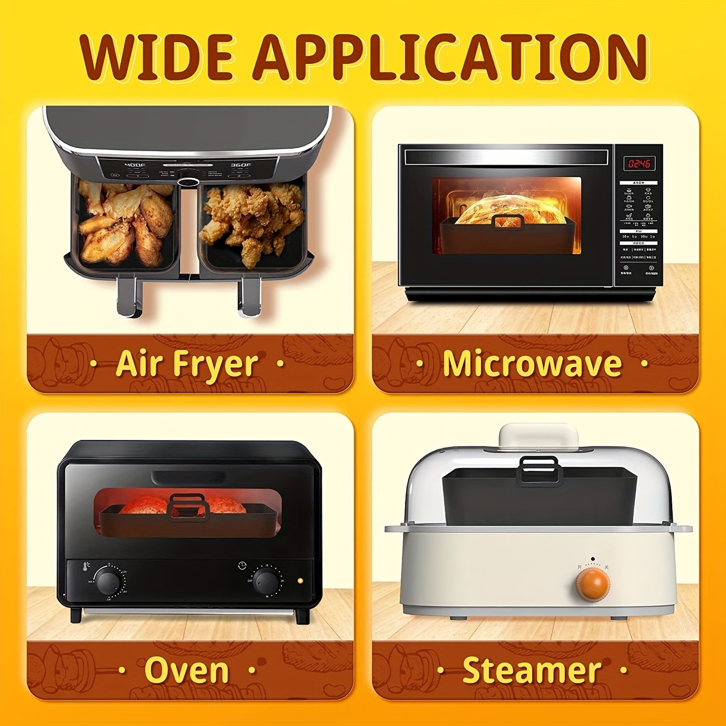 11pcs Air Fryer Accessories Kit - Perfect for Ninja Dual&Tower Air Fryer, Includes 2 Reusable Liners, 2 Racks, 4 Skewers, Silicone Gloves & Brush!