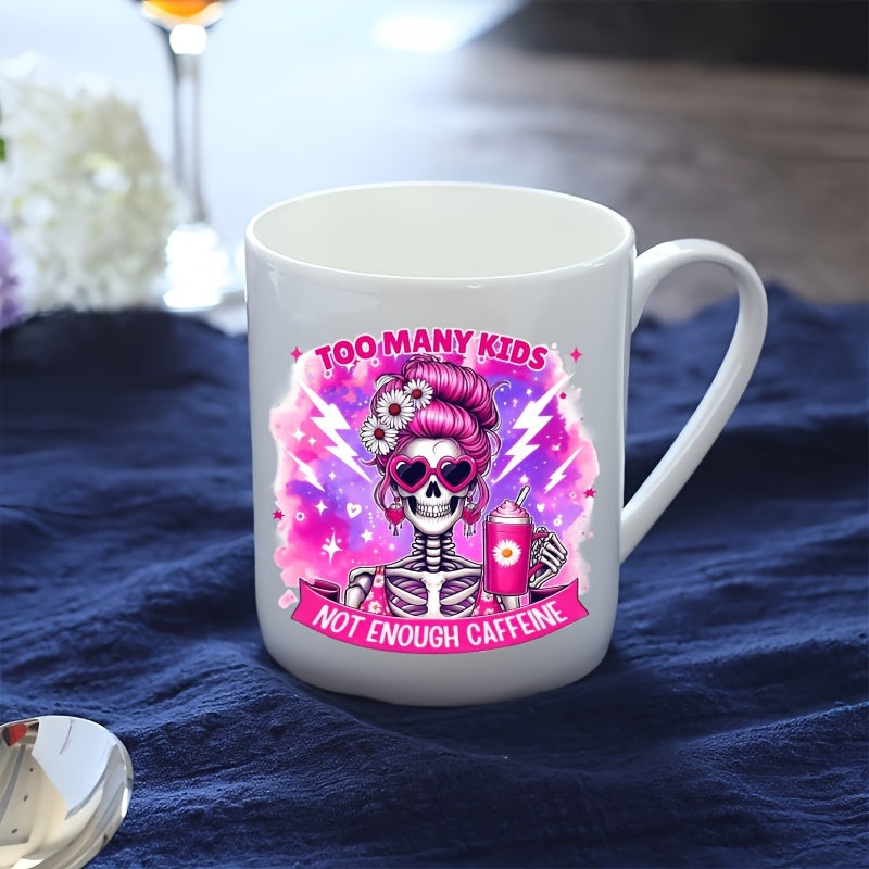 4pcs Pink Skull Coffee & Beverage Mug Set with DIY Decorative Stickers - Transparent Glass, Waterproof, Scratch & Oil Resistant for Various Surfaces
