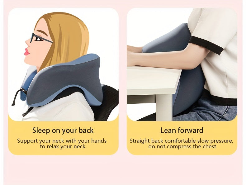 1pc Ergonomic U-Shaped Nap Pillow –, Portable & Machine Washable, Comfortable for Office, Student, and Travel Use, Available in Blue, Gray, Pink