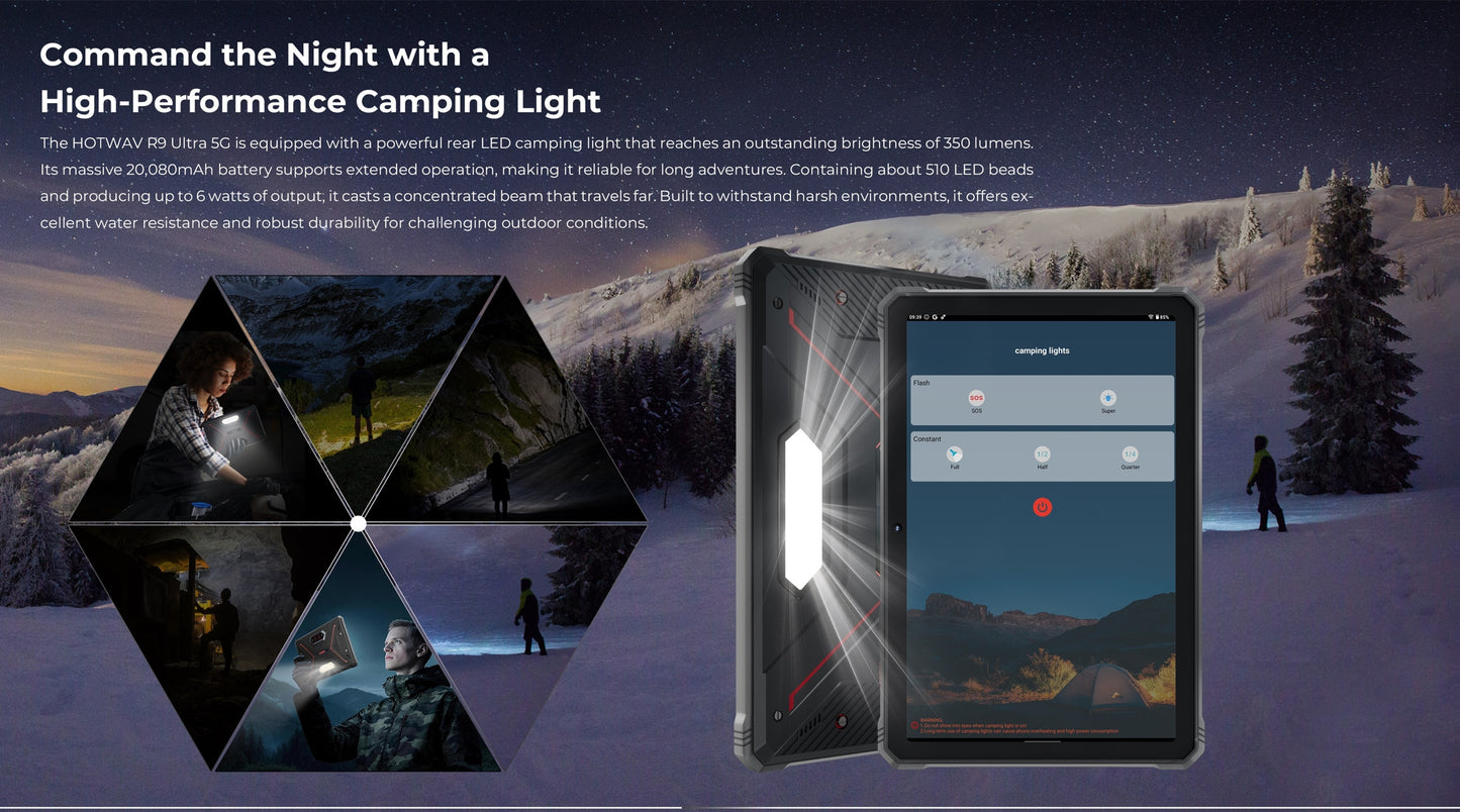 The HOTWAV R9 Ultra Is A Rugged Tablet with An 11-inch HD+ 120Hz Display, Android 15, 24 (8+16)GB RAM And 512 (expandable to 2TB)GB ROM, 64MP+16MP, 20MP Night Vision Cameras, 20080mAh Battery, S713 Chip, Dual 5G SIM Cards, GP