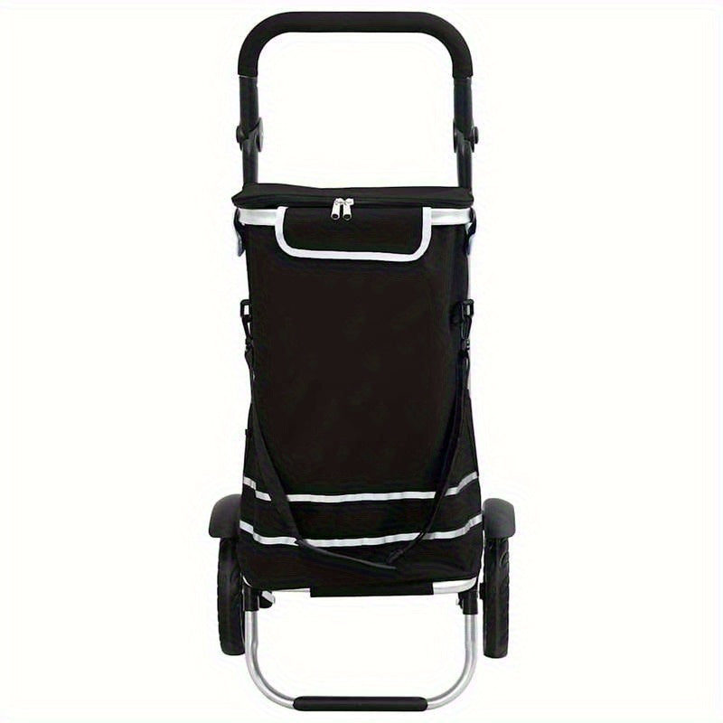 Outdoor shopping cart, shopping trolley with wheels and adjustable handle, black, 40L, durable and suitable for outdoor use, Shopping Trolley with Wheels And Bag, Large Shopping Cart with Wheels, Trolley Bags for Shopping, Fo