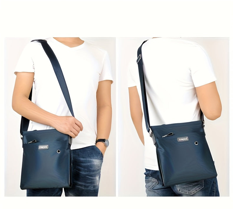 TMOOS Men'S Oxford Fabric Crossbody - Navy & Adjustable Strap, Golden-Tone Hardware, Zipper Closure, Lining, Casual Business Backpack for Everyday Use