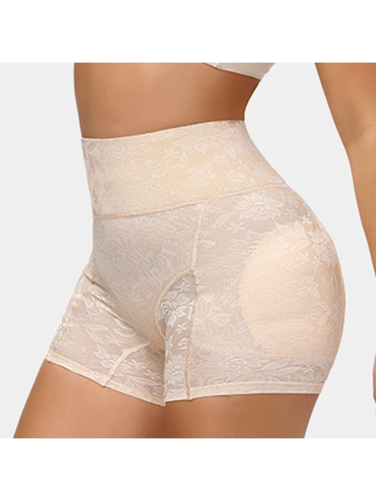 Women's High- Leg-Shaping Tights with Detachable Padding & Lift Design - Double-Layered Anti-Slip Leg Opening, Breathable Sheer Panel & Ruffled Leg - Post-Surgery/Non-Surgery Use, Tummy Control Body Shaping Panties - Machine