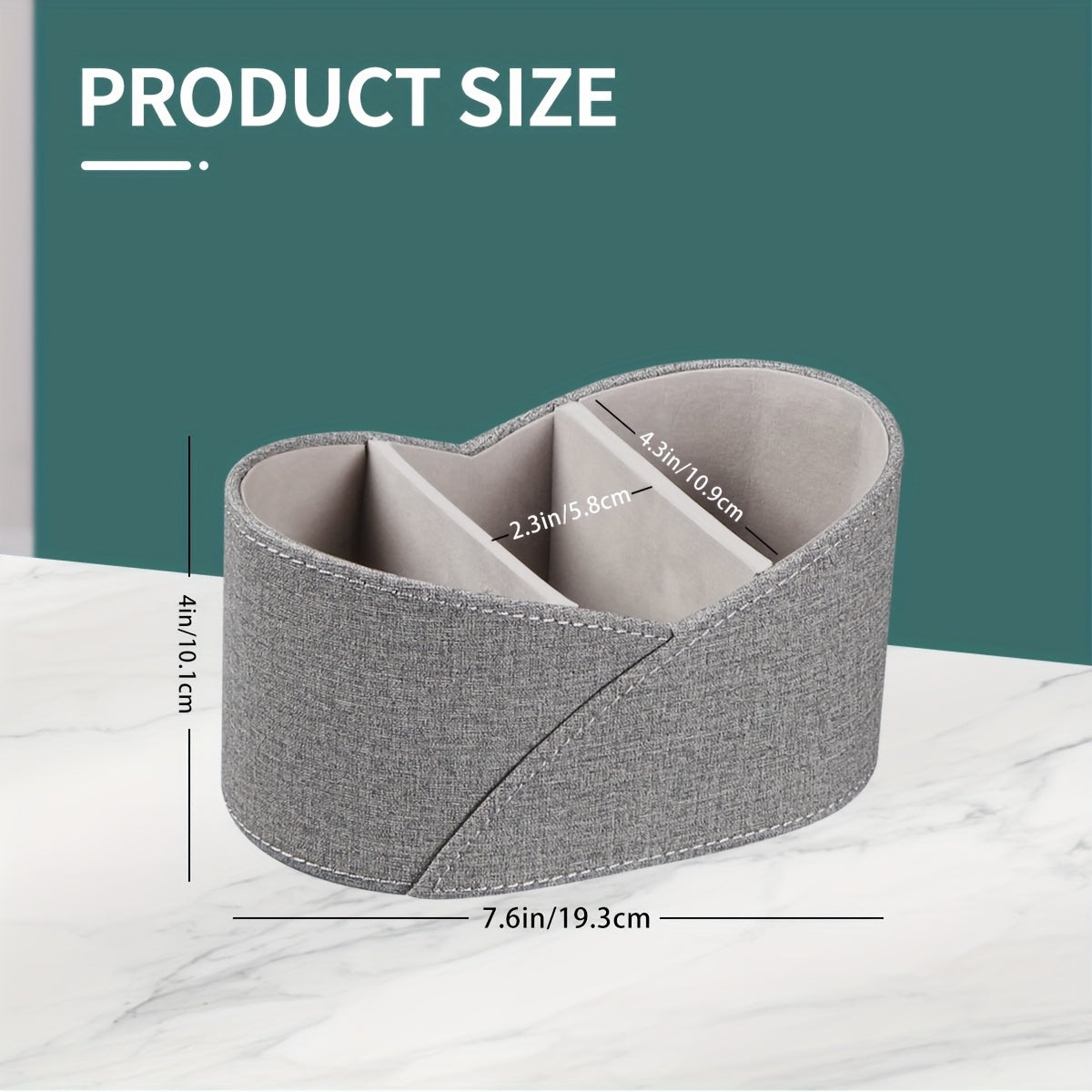 PU Leather Open Storage Box with 3 Compartments, Desktop Remote Control Holder/Makeup Organizer/Versatile Gray Storage Basket for Home Appliance Controllers, Cosmetics, Art Supplies, Stationery, Glasses, Office Supplies and A
