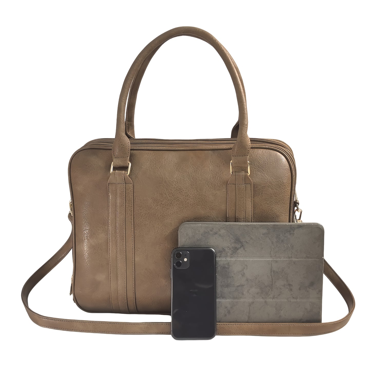 Vintage-Style Large Capacity Laptop Bag for Men & Women - Adjustable Crossbody Shoulder Bag with Detachable Strap, 3 Compartments, Tablet Pocket, Lightweight Durable Design for Office, Commuting & Travel, Laptop Carrying Case