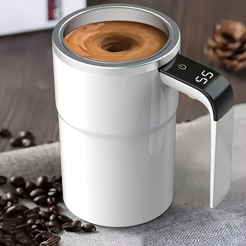 Smart USB-Powered Self-Stirring Coffee Mug with Temperature Display - Stainless Steel, Portable & Easy to Clean - Perfect for Home, Office, Travel & Car Use