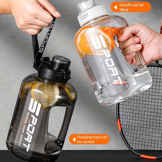 1pc 2.5L/84.54oz Large Capacity Leakproof Straw Water Bottle - Portable, Durable PC Plastic with Flip Top Lid, Ideal for Outdoor Sports, Travel & Fitness, Hydrate in Style with "SPORT" Motivational Design, Sports Water Bottle