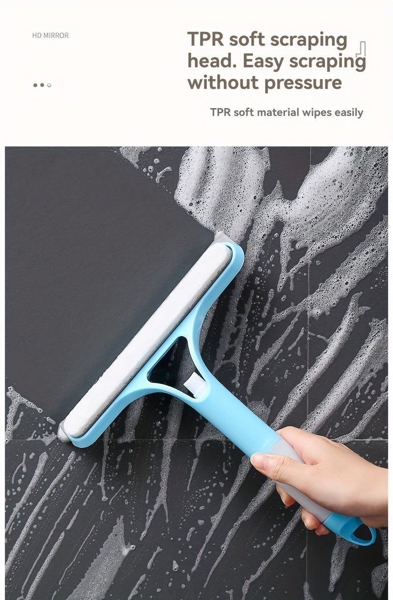 3-In-1 Multi-Functional Glass Cleaning Tool with Sprinkler, Polypropylene (PP) Plastic, for Bathroom, Kitchen, Living Room, Bedroom, Toilet - Efficient Mirror And Window Scraper