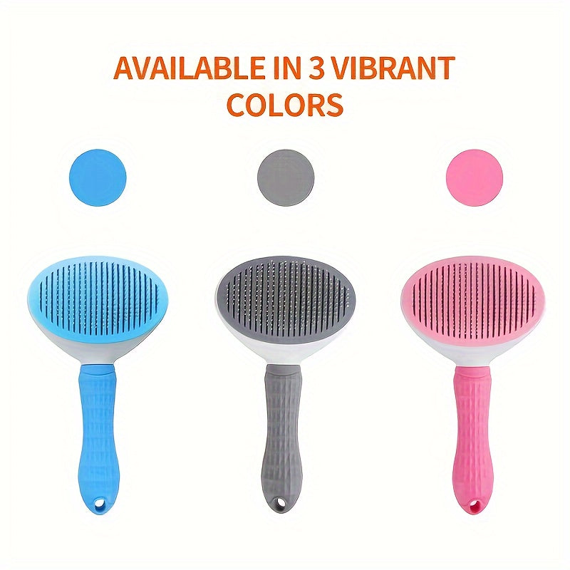 1pc Pet Grooming Brush - Efficient Hair Removal Comb for Cats & Dogs, Ergonomic Handle, Durable ABS Material, Ideal for Coat Health Maintenance, Pet Grooming Tool|Easy Grip Handle|Fine Bristle Comb, Pet Hair Remover Tool
