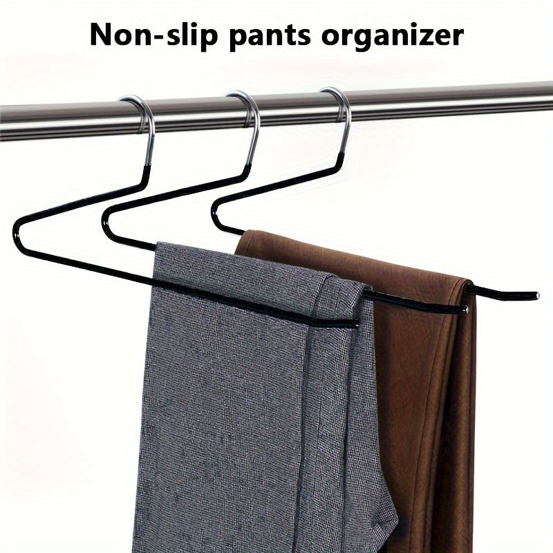 10pcs Space-saving Goose Z-shaped Pants Hanger Durable Metal Material Multi-functional Pant Storage Household Supplies, Clothing Store Pants Display Clothes Rack