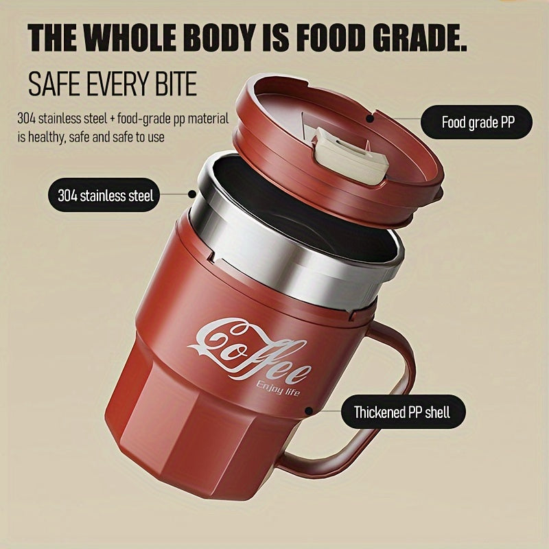 Valentine's Day 304 Stainless Steel Insulated Travel Mug with Seal, Portable Flip Top, Shatterproof and BPA-Free for Office, Home & Dorm - Food-Grade, Leakproof Thermal Coffee Cup with One-Click Open Lid for Men & Women, 14+