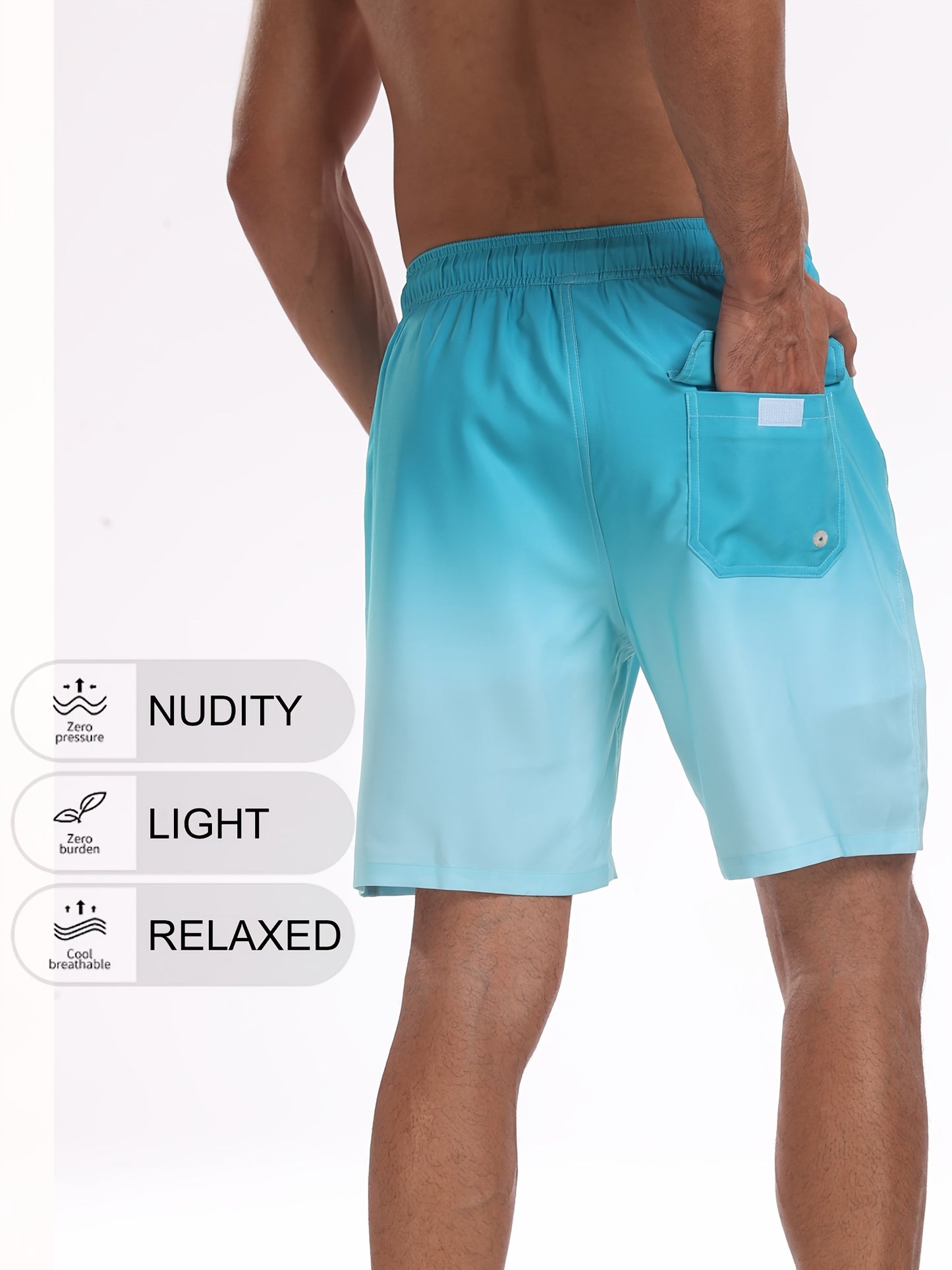 Men's Quick-Dry Beach Shorts with Tropical Palm Tree & Palm Leaf Print - Breathable Stretch Fabric for Summer, Outdoor, Hiking, Swimming - Machine Washable Casual Athletic Shorts, Outdoor Activewear, Summer Shorts