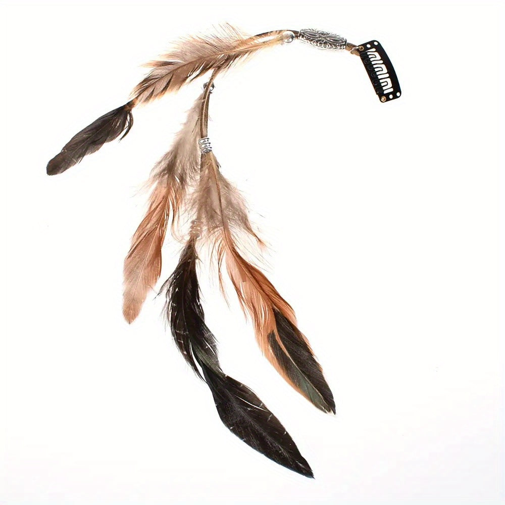 1pc Faux Feather With A Snap Clip Boho Style Feather Tassel Hair Extension Hair Clip For Women Daily Use