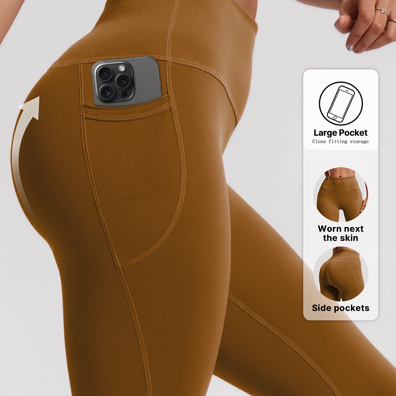 SOYUN Women'S High-Waisted Yoga Leggings with Pockets - Tummy Control Butt Lifting Design, Medium-Stretch Solid Color Workout Pants for Cycling, Running, Gym & Yoga - All-Season Comfort, No Belt Needed, Yoga Pants, Fitness Ap