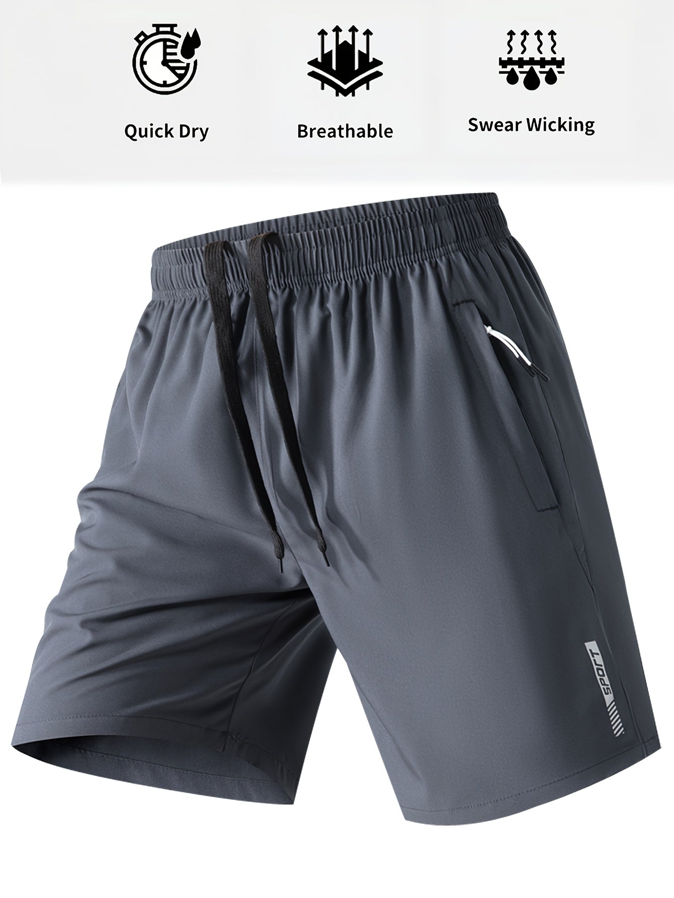Men's Lightweight Polyester Casual Shorts with Lettering - Breathable Summer Beach & Outdoor Sports Shorts, Regular Fit, Pockets, Hand Wash or Dry Clean, Athletic Leisure Shorts | Modern Casual Shorts | Functional Pockets Des