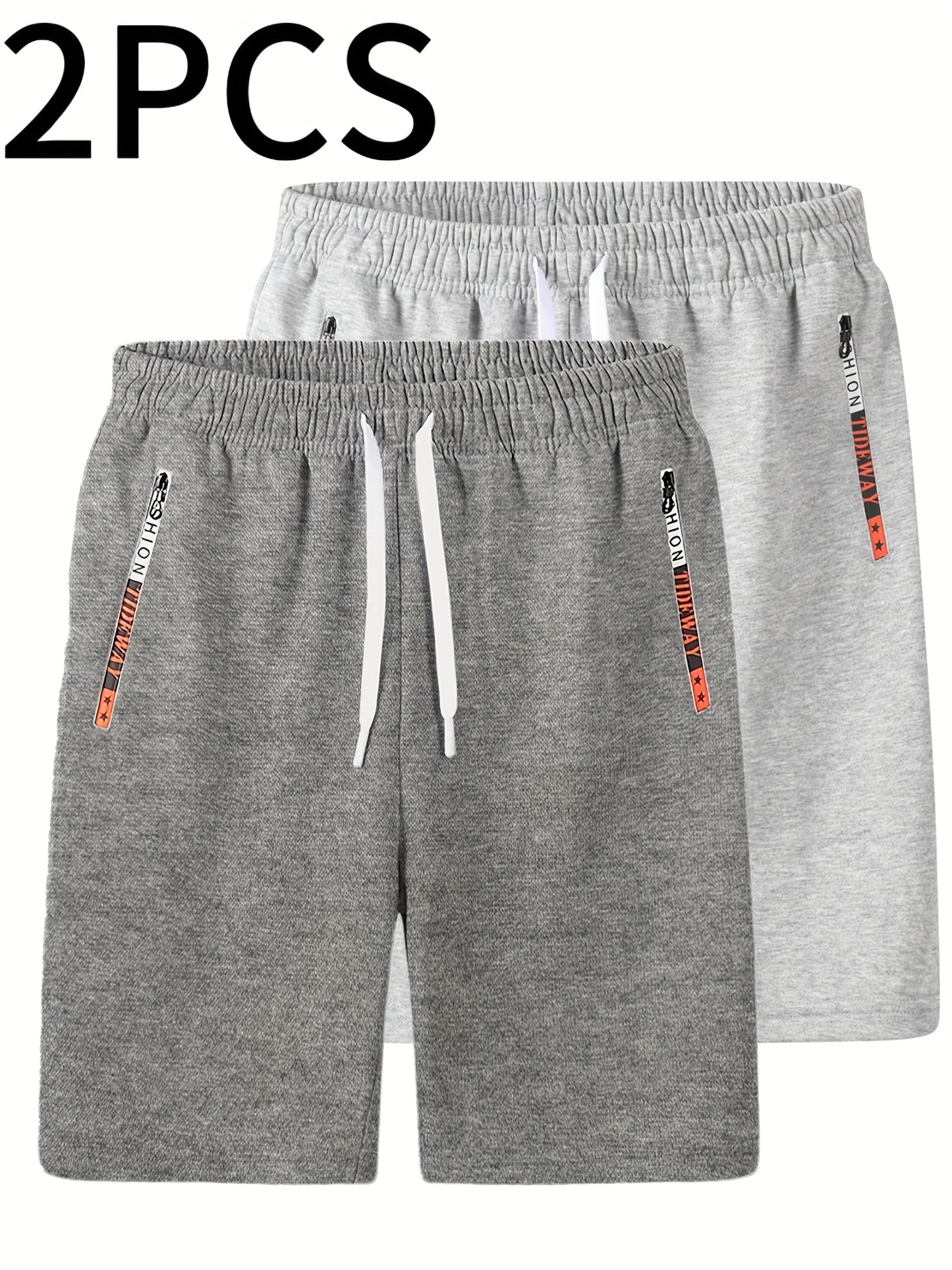 2pcs Men's Casual Outdoor Shorts - Summer Men's Casual Shorts with Zipper Pockets, Minimalist Multi-Pocket Design for Daily Wear, Running, Fitness & Travel, 100% Polyester Knit Fabric, Drawstring Waistband, Machine Washable,