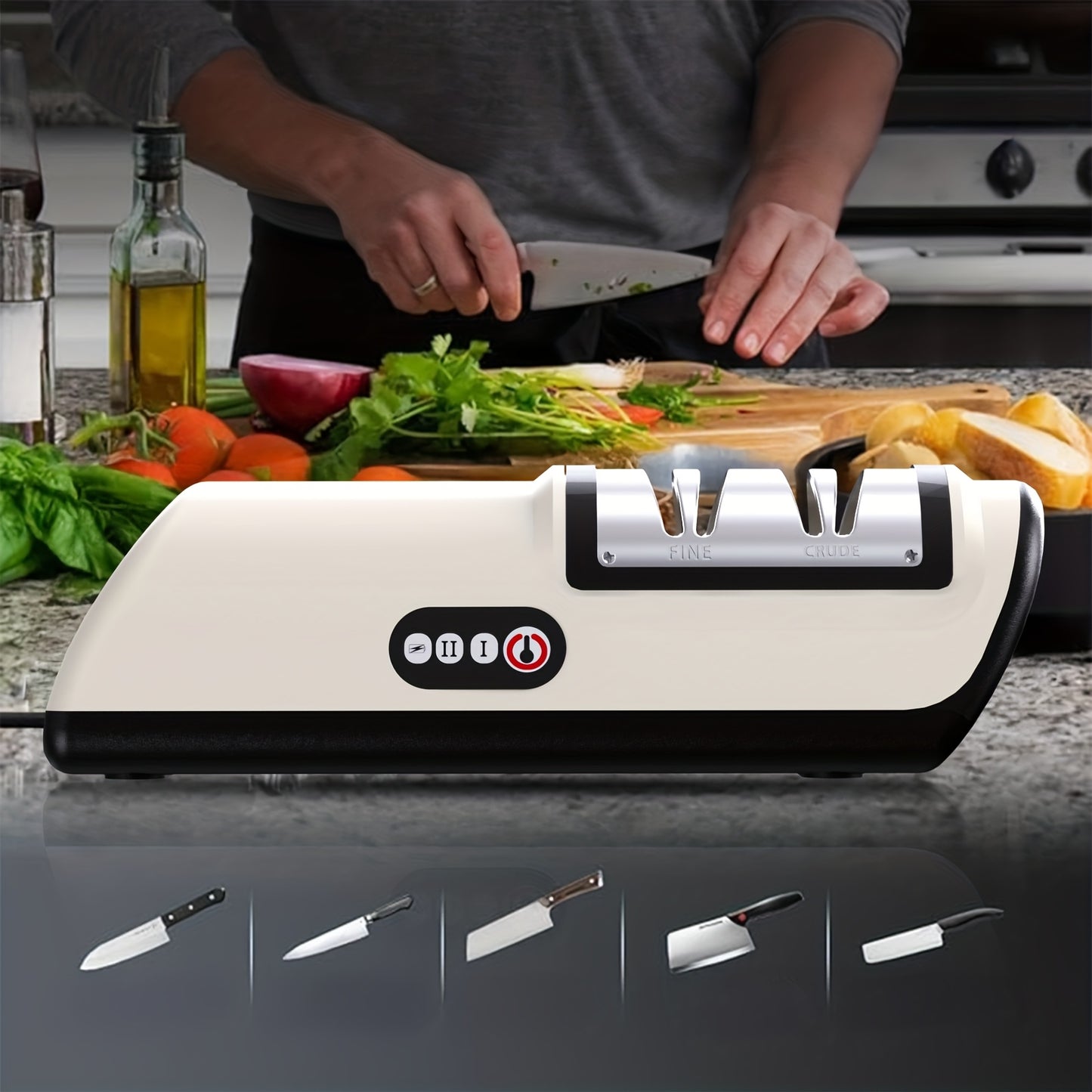 Electric Knife Sharpener - USB Rechargeable, 20° Precision Edge for Kitchen & Pocket Knives | Fast Sharpening & Polishing | Compatible with Chef Knives, Santoku, Ceramic, Slicing & Paring Knives,  Compact Design, Highquality