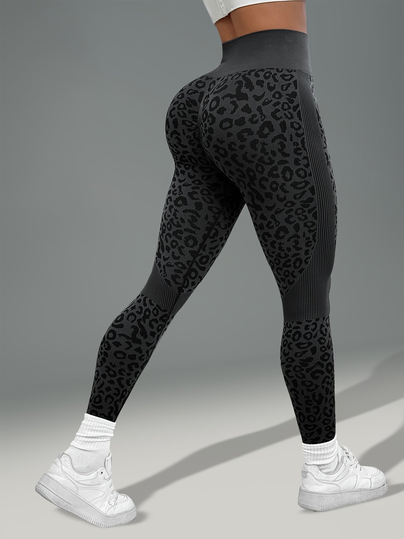Women'S Leopard Print Yoga Pants - Non-Slip Workout Leggings with Elastic Waistband, Stretchy & Breathable Gym Pants for Yoga, Running, Casual Attire - All-Season Fitness Leggings in Pink & Leopard Print - Non-Slip Grip Activ