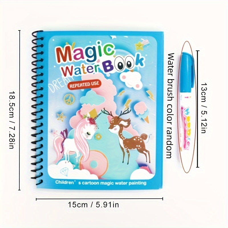 Watercolor Magic Book Toddler Reusable Painting Animal Cartoon Coloring Book Boys Girls Educational Learning Toys Gifts Christmas, Thanksgiving, New Year's Gifts Easter Gift