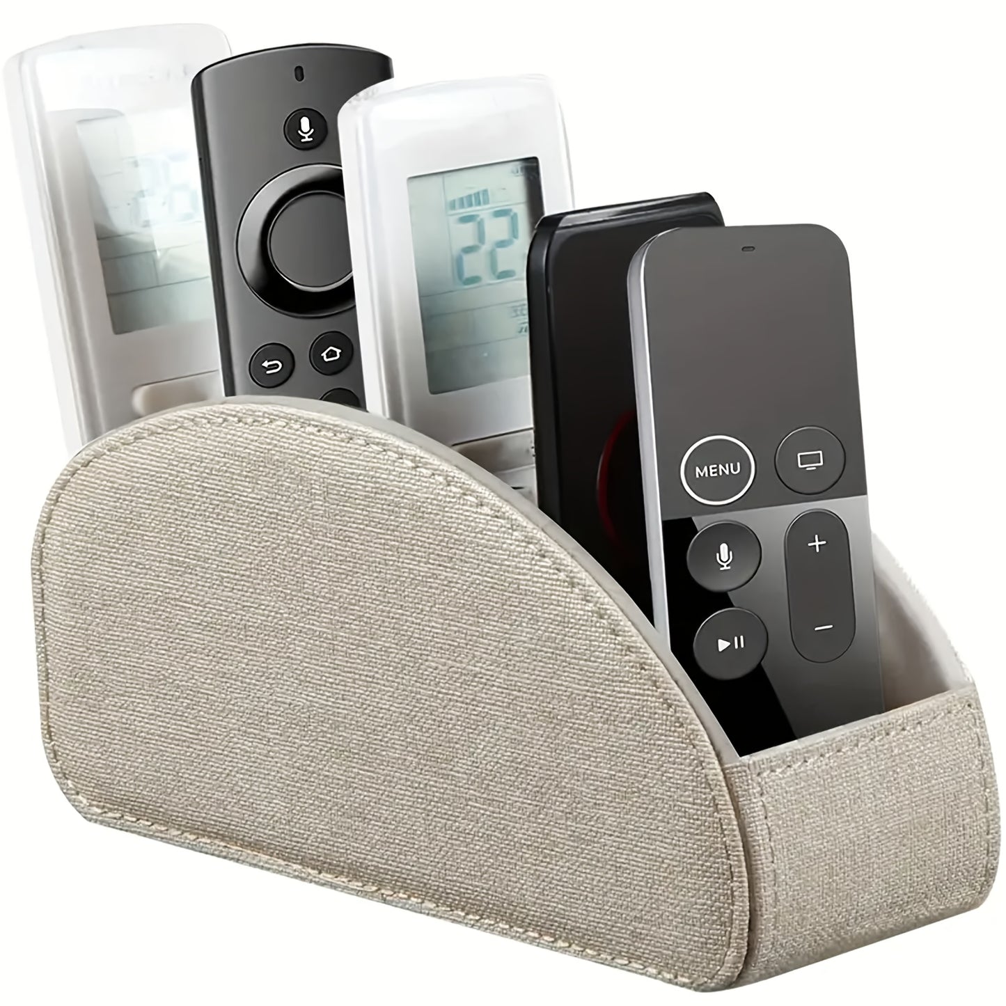 MILITWO 5-Compartment Faux Leather Remote Control Holder - Versatile Desktop Organizer for Appliance Controllers, Brushes, Eyeglasses & Office Supplies - Compact Storage Box with Pen Holder, Ideal for Home & Office Desk Organ