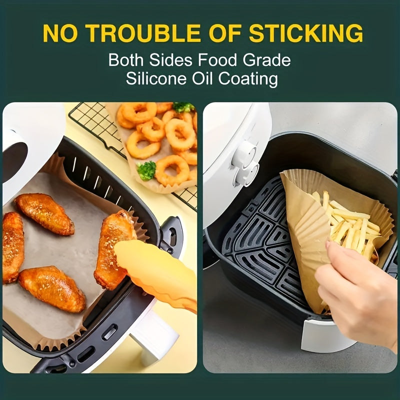 10/50/100pcs, Disposable Air Fryer Liners (16.0cm), Square Paper Air Fryer Liner Pots, Paper Basket Bowls, Baking Trays, Oven Accessories, Baking Tools, Kitchen Gadgets, Kitchen Accessories