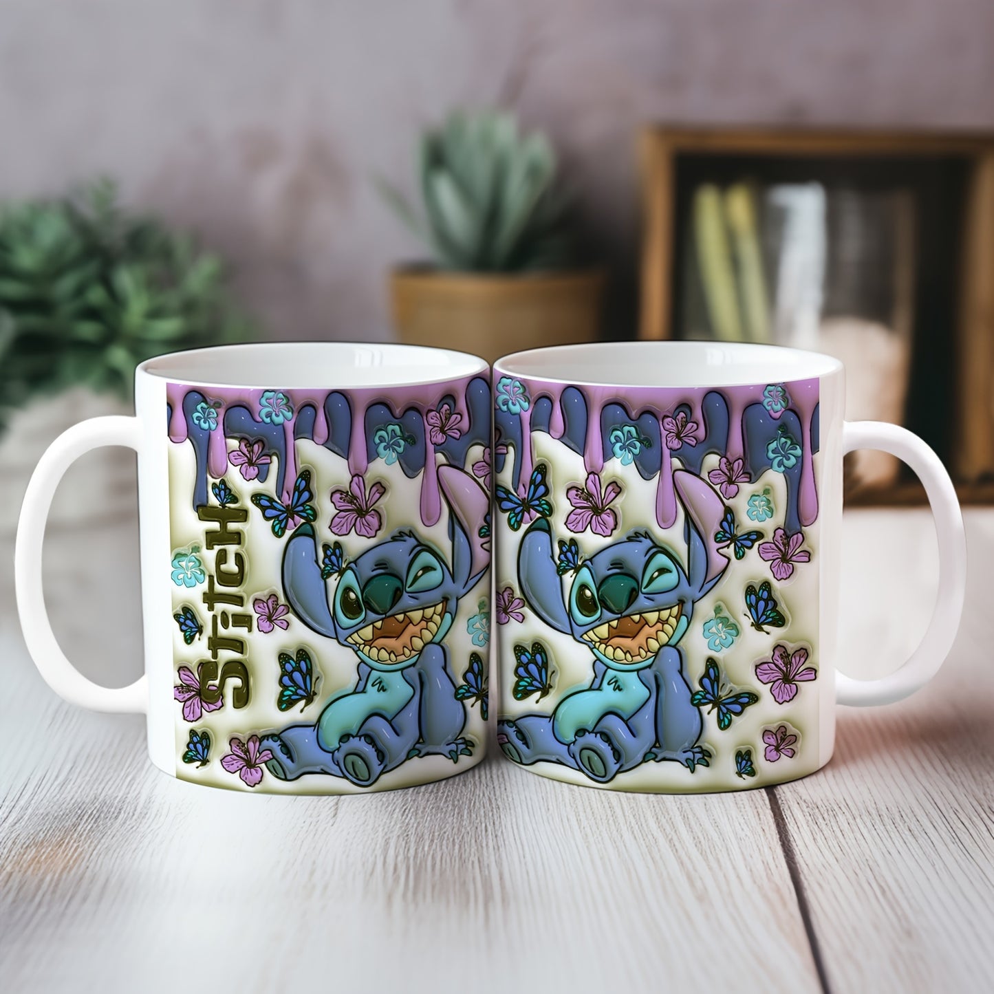 1pc, 11oz Printed Blue Sticky Notes Pattern Ceramic Mug, Portable Wide Mouth Coffee Cup, Water Cup, Suitable Gift For Family Friends, Summer Essential, Back To School Supplies, Apartment Essentials, College Dorm Essentials