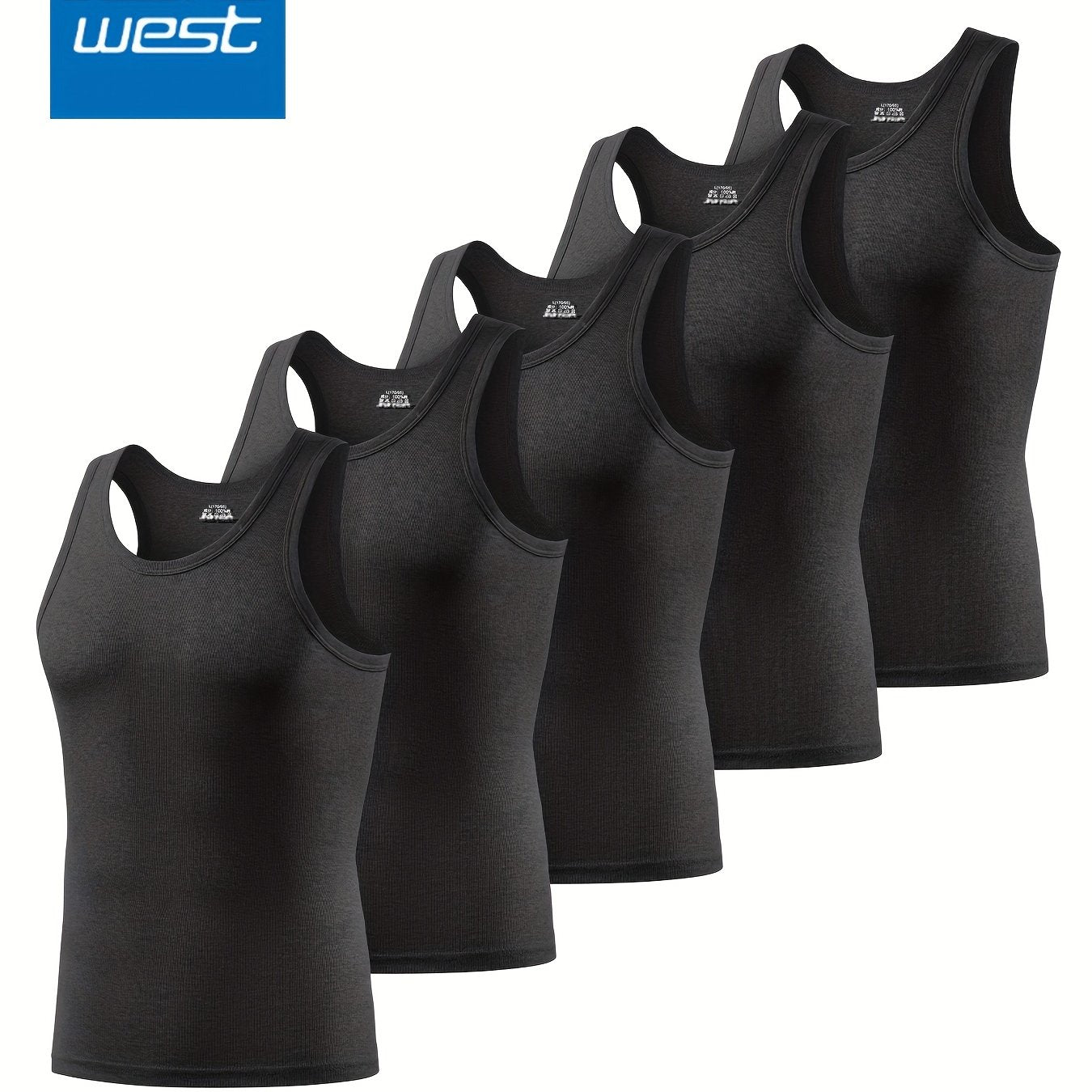 JEANSWEST 5pcs Men'S Tank Tops - Slim Fit Solid Color V-Neck T-Shirts, Breathable Stretch Fabric, Casual & Comfortable for Casual Attire, Solid Color Tank Tops | Vneck Tank Tops | Stretchy Fabric