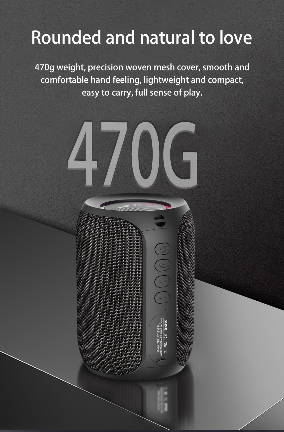 2024 New Style Zealot S32 Pro Wireless Speakers, Featuring Dual Pairing, a 3600Mah Battery, And 12 Hours of Loud Stereo Playtime with Booming Bass, Includes a Type-C Charging Cable for Connection with Mobile Phones, Tablets,