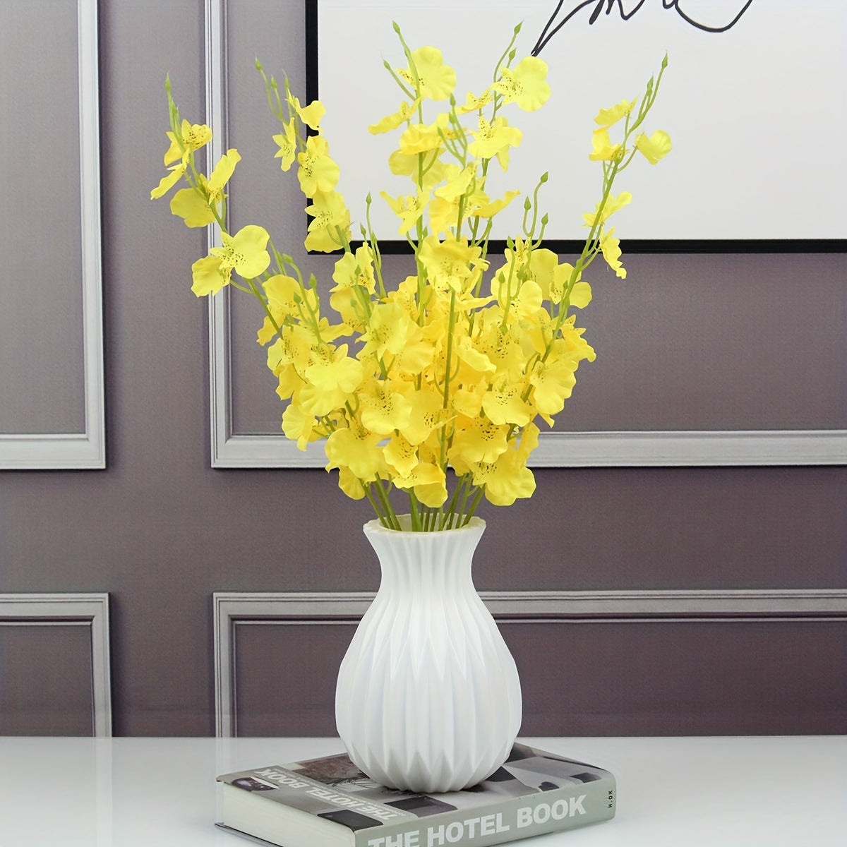 1pc Nordic Style Hydroponic Imitation Ceramic Plastic Vase, Flower Arrangement Creative Decoration Ornament Vase, Fall Halloween Room Decor, Winter Xmas Home Decor