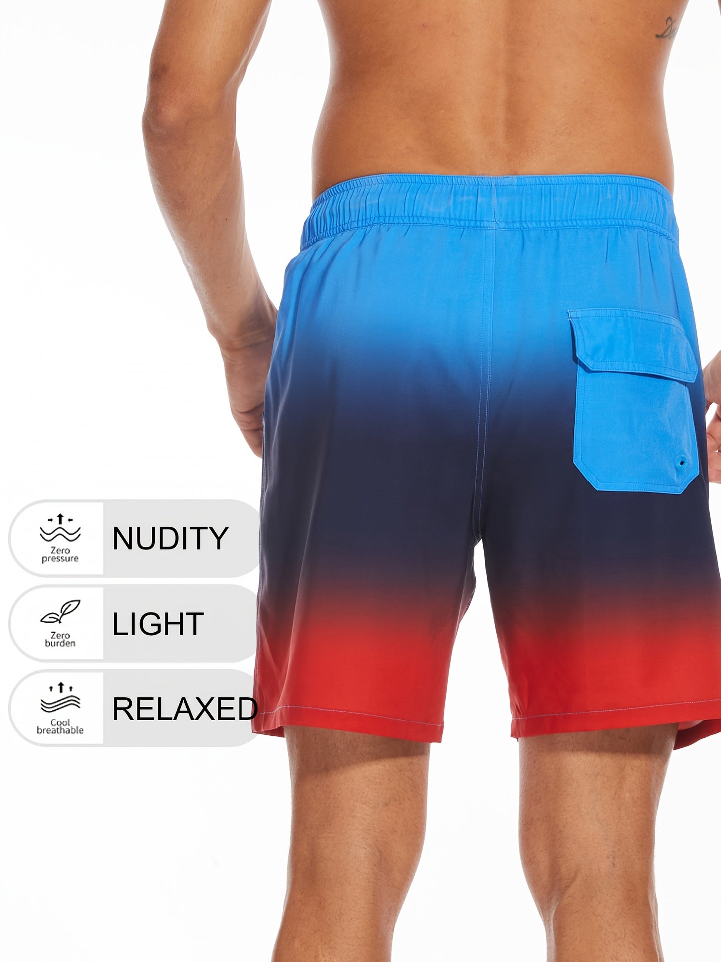 Men's Quick-Dry Beach Shorts with Tropical Palm Tree & Palm Leaf Print - Breathable Stretch Fabric for Summer, Outdoor, Hiking, Swimming - Machine Washable Casual Athletic Shorts, Outdoor Activewear, Summer Shorts