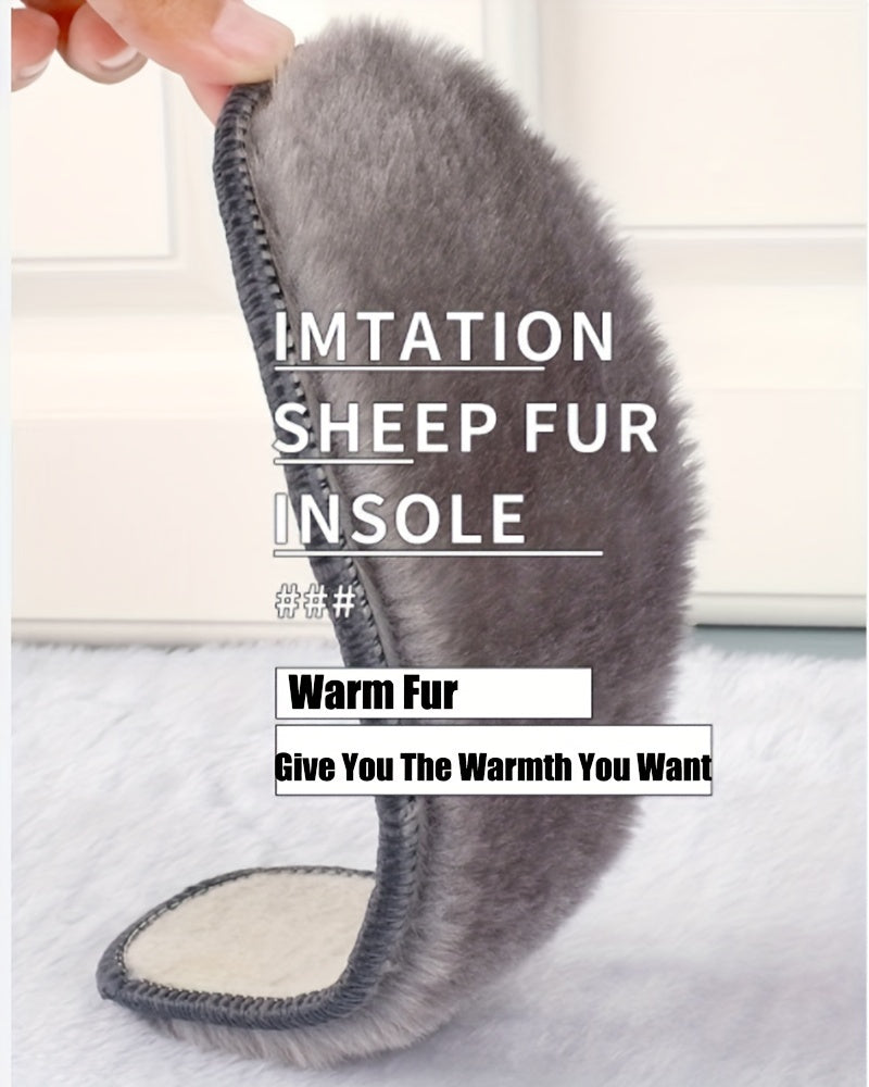 1 Pair of Plush Thermal Felt Insoles for Men & Women - Ultra-Warm, Breathable Winter Shoe Inserts with Faux Rabbit Fur, Sizes 35-45/3.5-9.5, Perfect for Snow Boots, Winter Boots