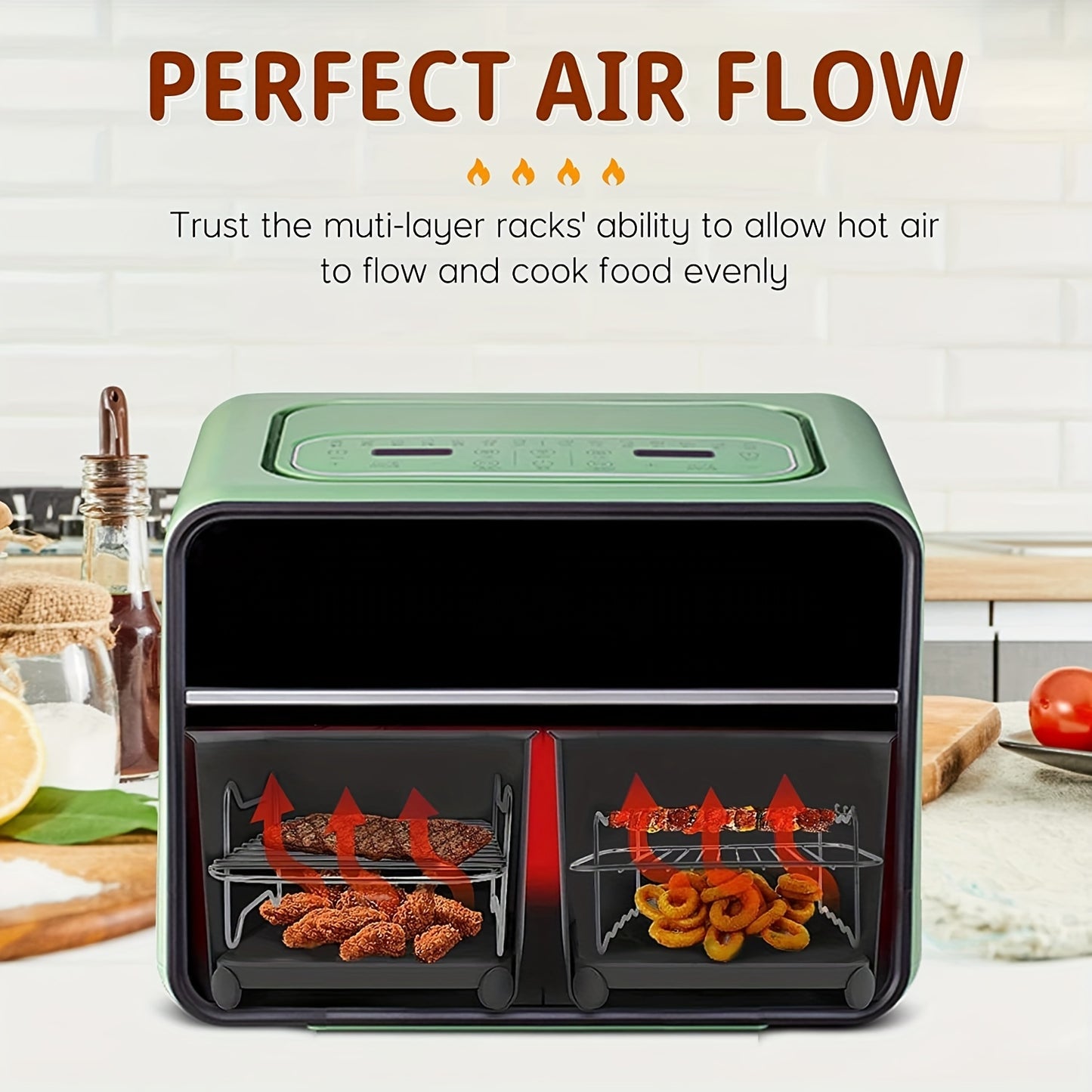 11pcs Air Fryer Accessories Kit - Perfect for Ninja Dual&Tower Air Fryer, Includes 2 Reusable Liners, 2 Racks, 4 Skewers, Silicone Gloves & Brush!