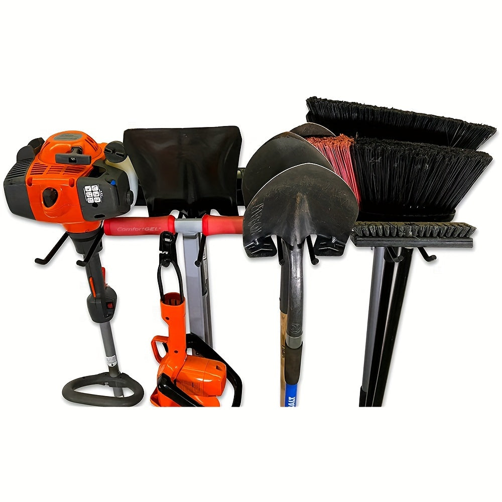 1pc Heavy Duty Wall-Mounted Garden Tool Organizer - Space-Saving Storage Rack for Shovels, Rakes, Brooms & Hoses - Durable Iron with Powder Coating Finish, No Assembly Required, Garden Tool Holder, Sleek Metal Finish, Sturdy